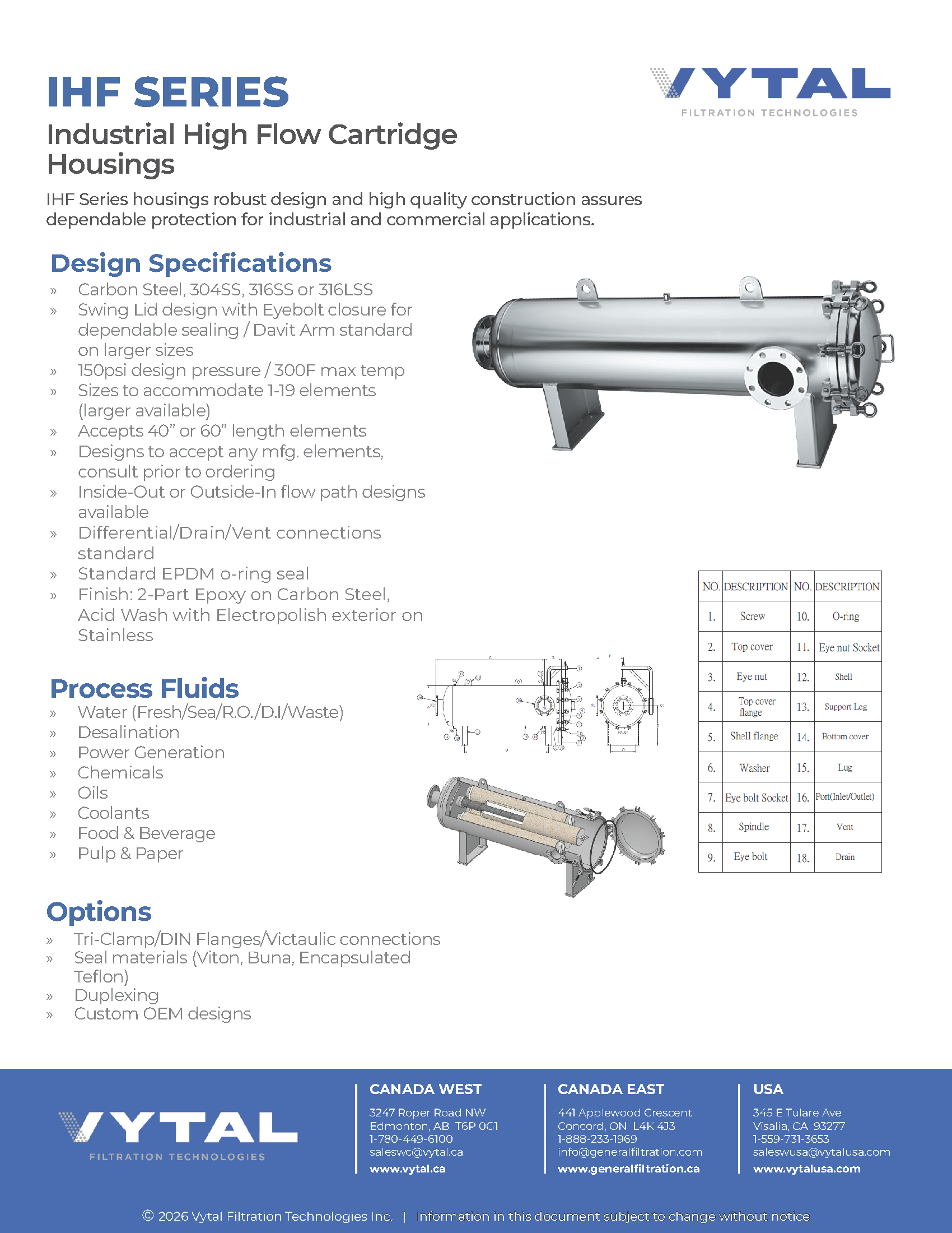 Sample Flow Housing IHF Industrial High Flow Housings - Vytal